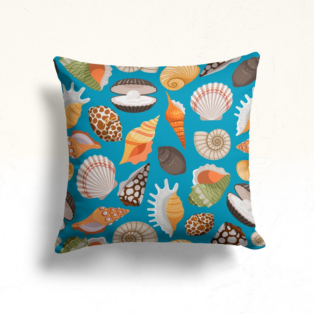 Seashell Throw Pillow Case|Beach House Cushion Cover|Seashell Pillowcase|Nautical Pillowtop|Summer Cushion Case|Coastal Cozy Pillow Cover