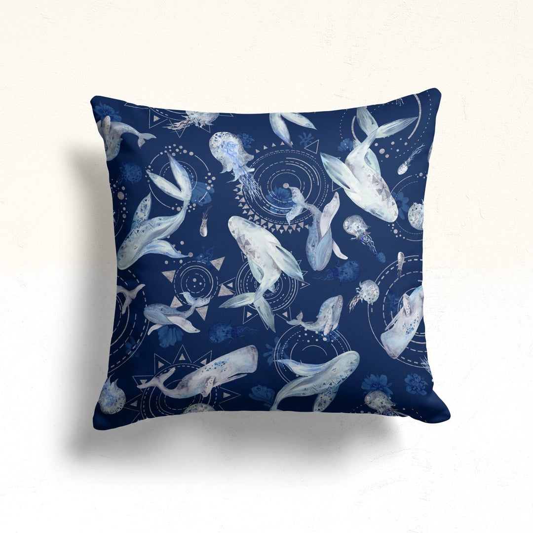 Beach House Throw Pillow Case|Starfish Print Nautical Cushion|Whale Pillowcase|Marine Pillowtop|Summer Cushion|Coastal Cozy Pillow Cover