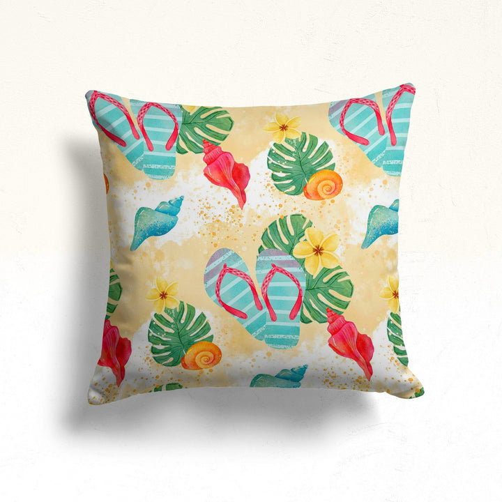 Beach Throw Pillow Case|Floral Coastal Cushion|Seashore Pillowcase|Tropical Pillowtop|Summer Cushion|Seaside Coastal Cozy Pillow Cover