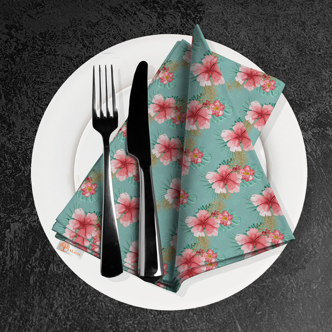 Floral Flamingo Fabric Napkin|Summer Handkerchief|Flamingo Cloth Serviette|Tropical Reusable Tableware|Housewarming Napkin|Floral Serviette