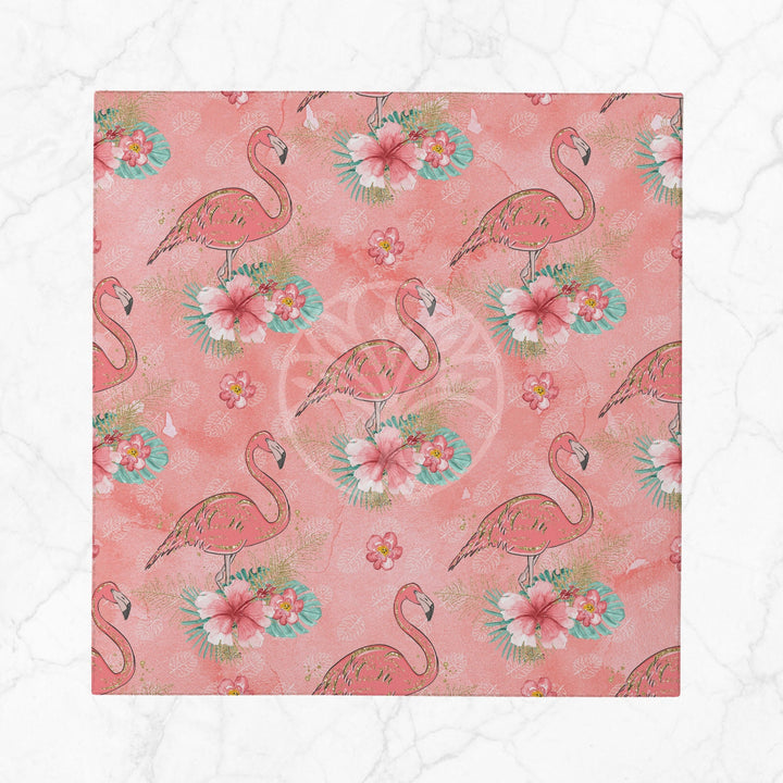 Floral Flamingo Fabric Napkin|Summer Handkerchief|Flamingo Cloth Serviette|Tropical Reusable Tableware|Housewarming Napkin|Floral Serviette