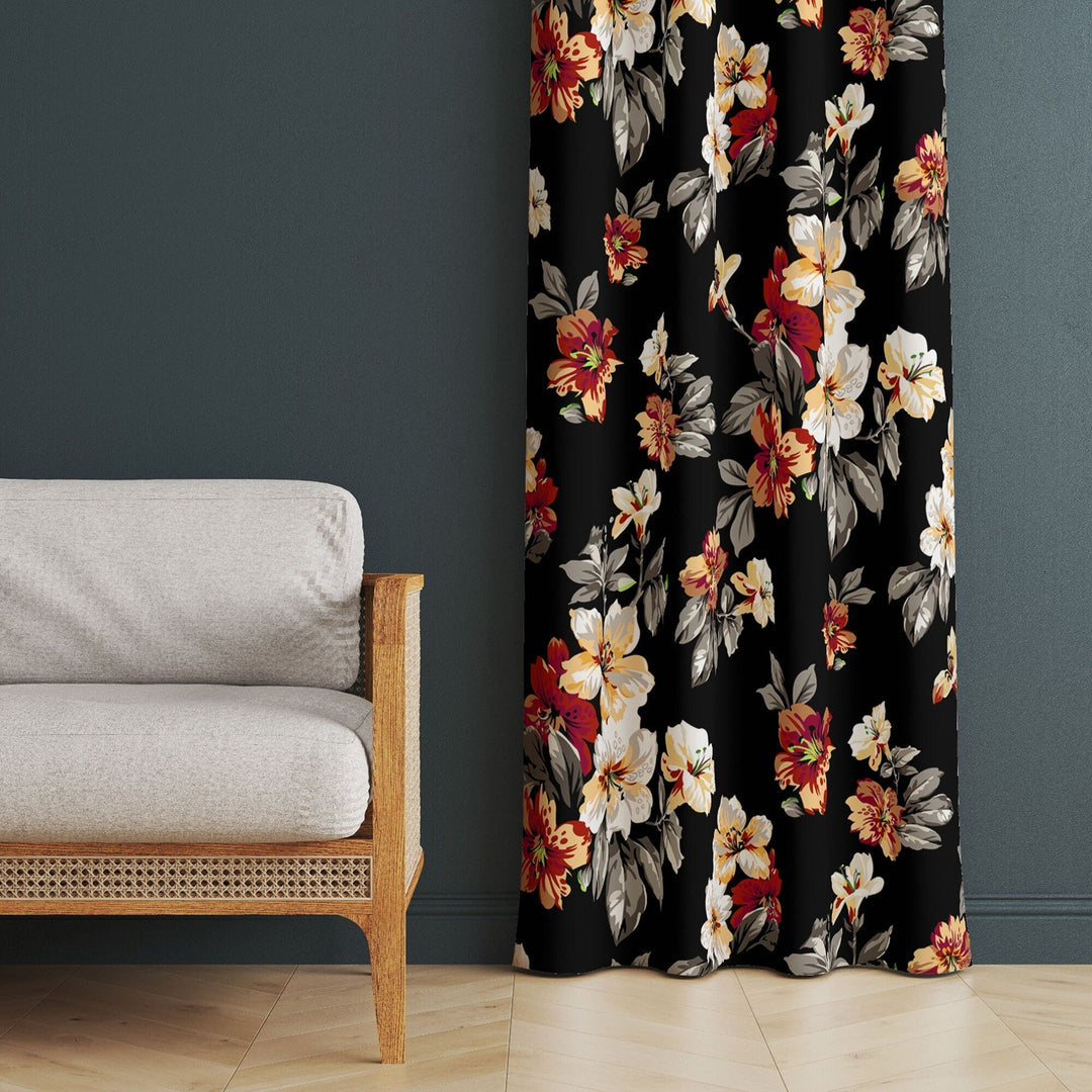 Flower Print Curtain|Thermal Insulated Floral Window Treatment|Flower Painting Home Decor|Floral Window Decor|Decorative Living Room Curtain