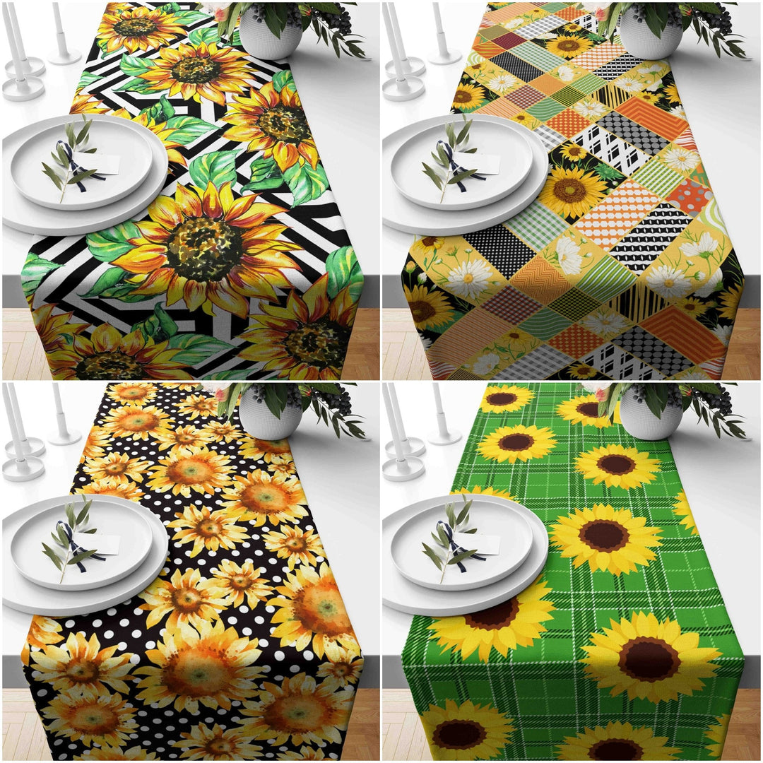 Sunflower Table Runner|Summer Tablecloth|Sunflower Table Decor|Housewarming Runner|Farmhouse Floral Print Tabletop|Sunflower Tablecloth