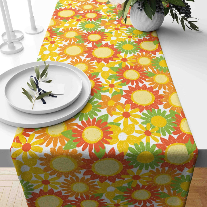 Sunflower Tabletop|Sunflower Table Runner|Summer Tablecloth|Housewarming Runner|Sunflower Home Decor|Farmhouse Floral Print Tabletop