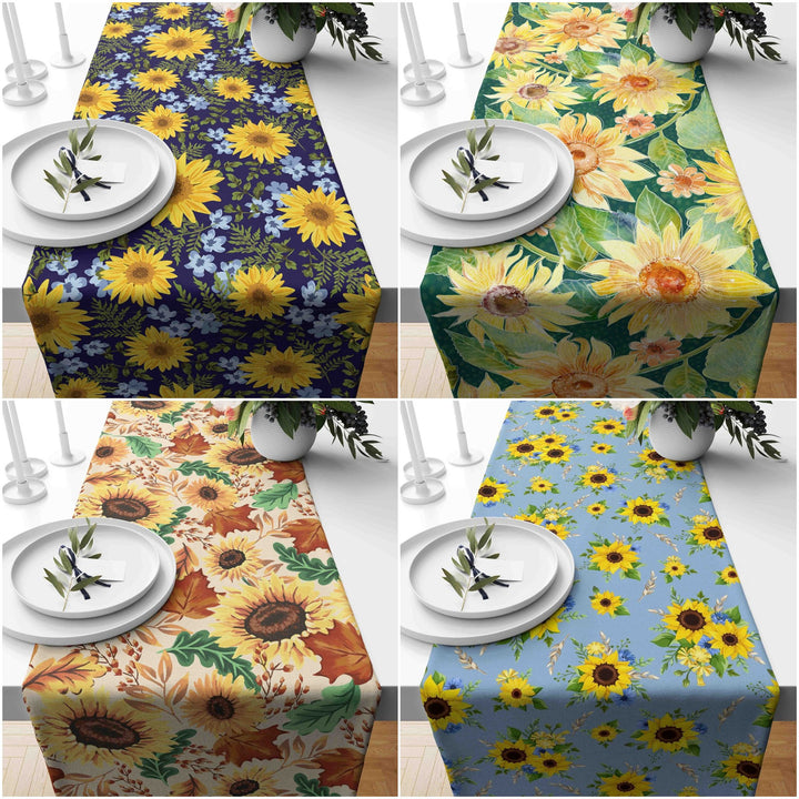 Sunflower Runner|Sunflower Tabletop|Floral Tablecloth|Housewarming Runner|Sunflower Print Home Decor|Farmhouse Style Summer Trend Tabletop