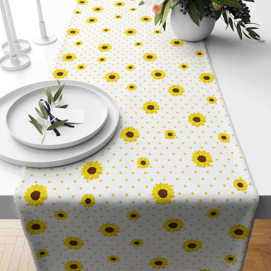 Sunflower Runner|Sunflower Tabletop|Floral Tablecloth|Farmhouse Runner|Sunflower Print Home Decor|Housewarming Style Summer Trend Tabletop