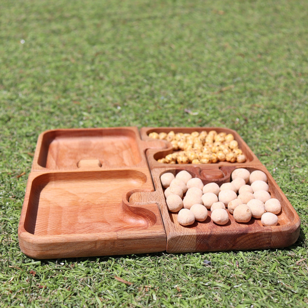 Wooden Puzzle Snack and Breakfast Plate|Divided Puzzle Serve Tray|Kitchen Table Decor|Custom Beech Plate with Section|Housewarming Gift Tray