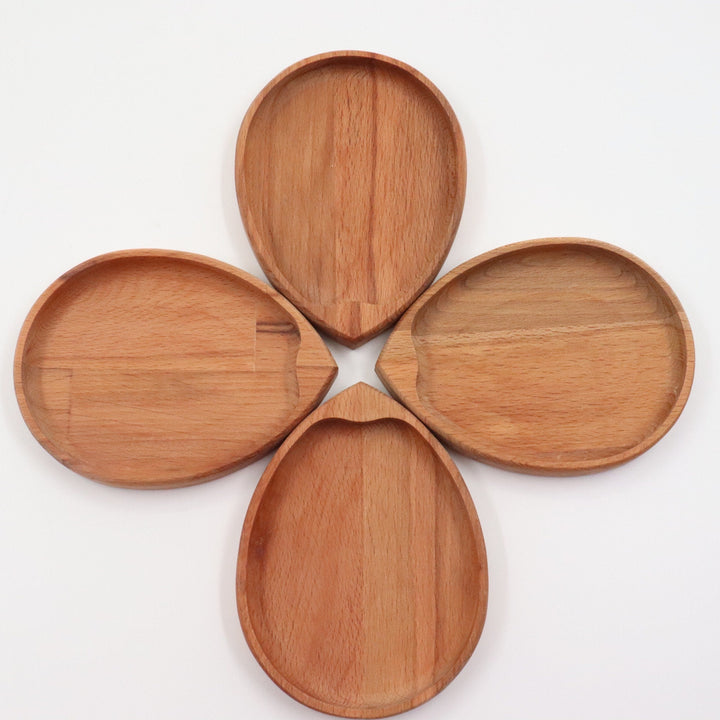 Set of 4 Oval Shaped Beech Wood Snack Plate|Decorative Serving Tray|Nut Platter|Custom Table Top|Plate for Service|Thanksgiving Gift for Her