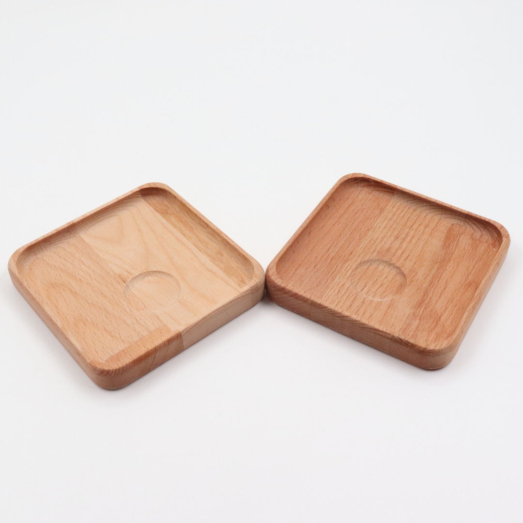 Set of 2 Wood Coffee Plate|Wooden Tea Plate|Natural Wood Nut Platter|Beech Wood Serving Tray|Handmade Wooden Plate|Housewarming Gift For Her