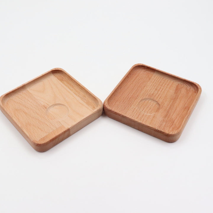 Set of 2 Wood Coffee Plate|Wooden Tea Plate|Natural Wood Nut Platter|Beech Wood Serving Tray|Handmade Wooden Plate|Housewarming Gift For Her