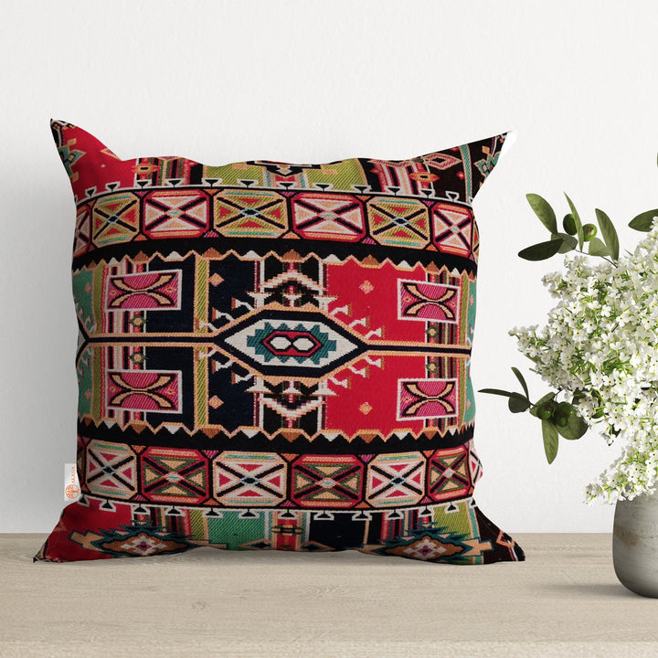 Rug Design Tapestry Pillow Cover|Southwestern Cushion Case|Decorative Kilim Pillowcase|Housewarming Aztec Throw Pillow|Authentic Home Decor