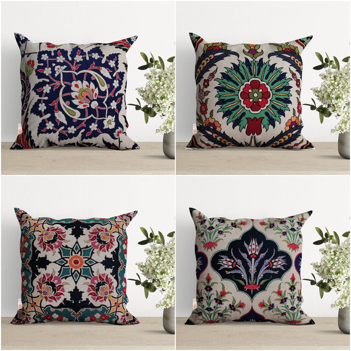 Geometric Pattern Pillow Covers|Decorative Floral Design Gobelin Cushion Case|Farmhouse Style Throw Pillow|Handmade Woven Outdoor Pillowcase