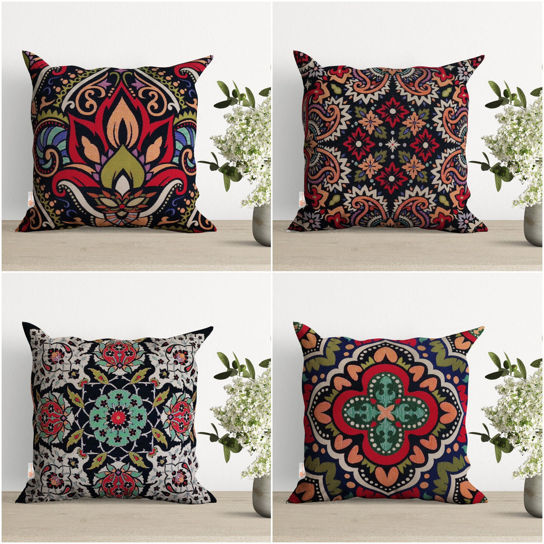 Tapestry Pillow Cover|Geometric Rug Design Pillowcase|Woven Ethnic Throw Pillow Top|Handmade Outdoor Pillow Cover|Colorful Gobelin Cushion