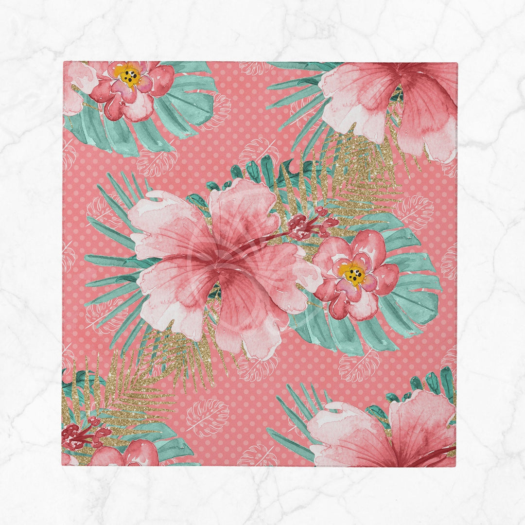 Floral Flamingo Fabric Napkin|Summer Handkerchief|Flamingo Cloth Serviette|Tropical Reusable Tableware|Housewarming Napkin|Floral Serviette