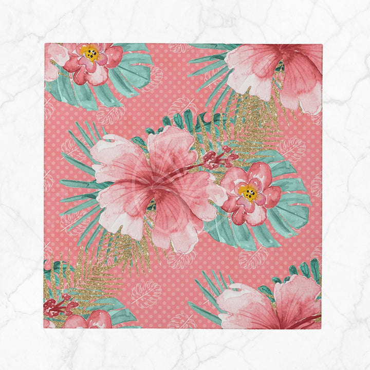 Floral Flamingo Fabric Napkin|Summer Handkerchief|Flamingo Cloth Serviette|Tropical Reusable Tableware|Housewarming Napkin|Floral Serviette