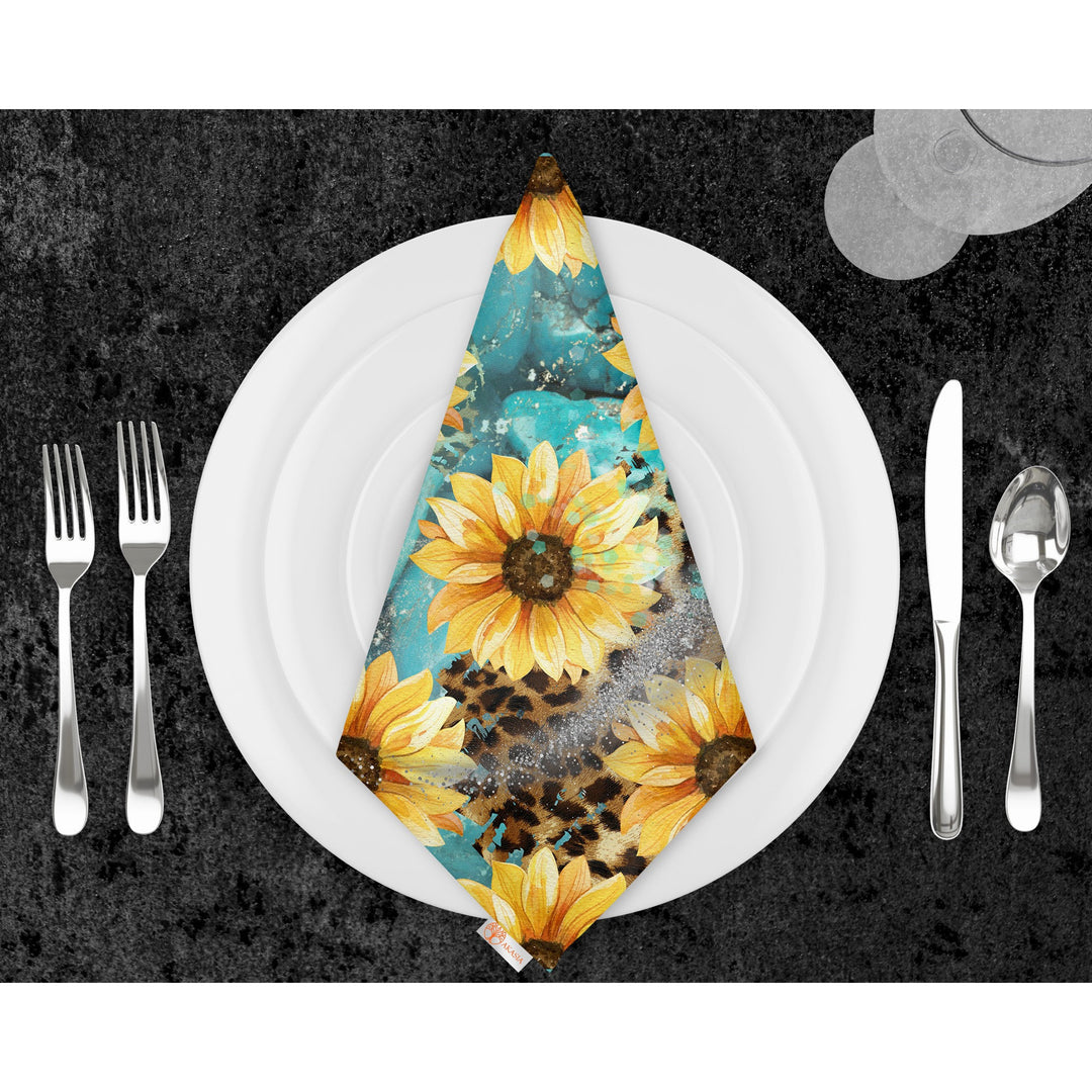 Sunflower Fabric Napkin|Fall Handkerchief|Sunflower Cloth Serviette|Farmhouse Autumn Tableware|Housewarming Napkin|Floral Napkin