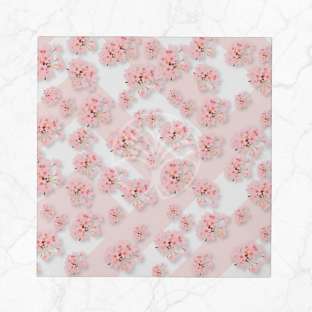 Pink Floral Fabric Napkin|Flower Handkerchief|Geometric Serviette|Farmhouse Table|Reusable Tableware|Housewarming Napkin|Zigzag Napkin