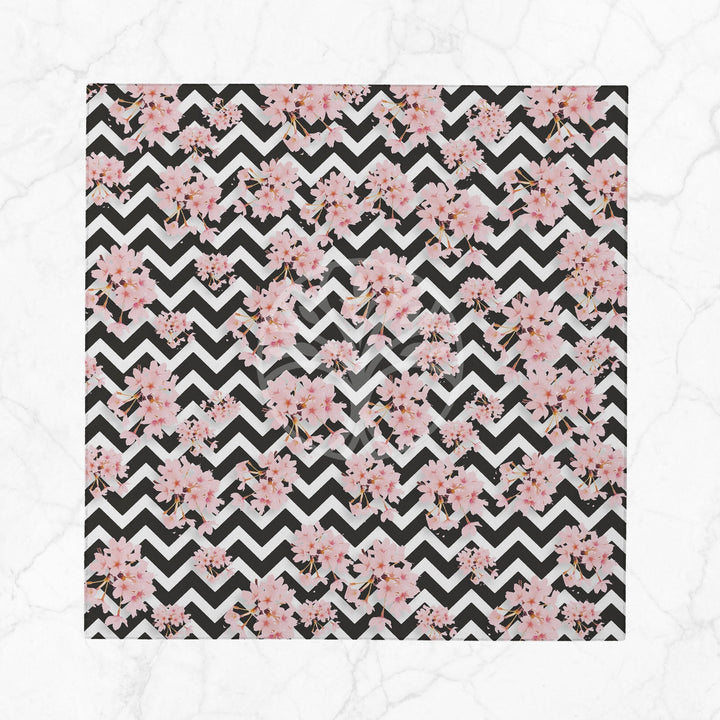 Pink Floral Fabric Napkin|Flower Handkerchief|Geometric Serviette|Farmhouse Table|Reusable Tableware|Housewarming Napkin|Zigzag Napkin