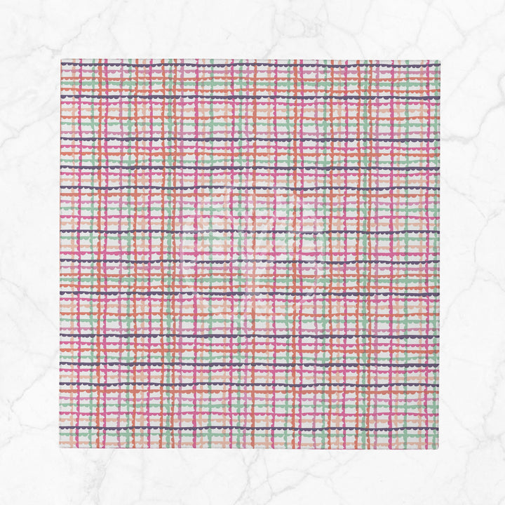 Plaid Fabric Napkin|Abstract Geometric Cloth Serviette|Pink Green Decor|Plaid Handkerchief|Farmhouse Table|Reusable Tableware|Boho Napkin