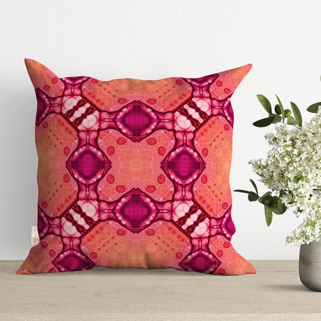 Abstract Geometric Pillow Cover|Reddish Cushion Case|Decorative Pillowtop|Boho Bedding Decor|Cozy Throw Pillowcase|Outdoor Cushion Case