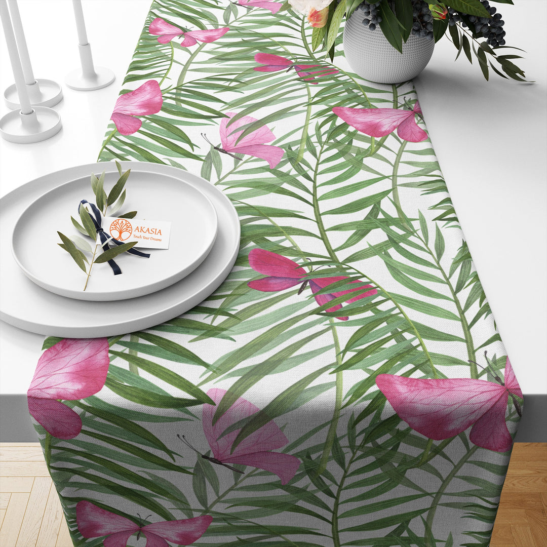 Flamingo Runner|Summer Tablecloth|Cactus Table Decor|Housewarming Runner|Farmhouse Tabletop|Butterfly Tabletop|Tropical Runner