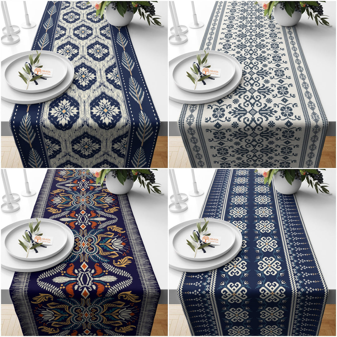 54x96 Ethnic Table Runner|Authentic Table Top|Geometric Tablecloth|Ethnic Motif Decor|Farmhouse Kitchen Tablecloth|Decorative Runner