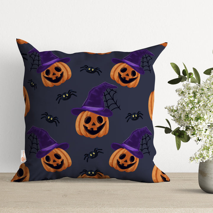 Halloween Pillow Case|Carved Pumpkin and Skull Pillow Cover|Ghost Pillowcase|Black Cat Cushion Case|Throw Pillowtop