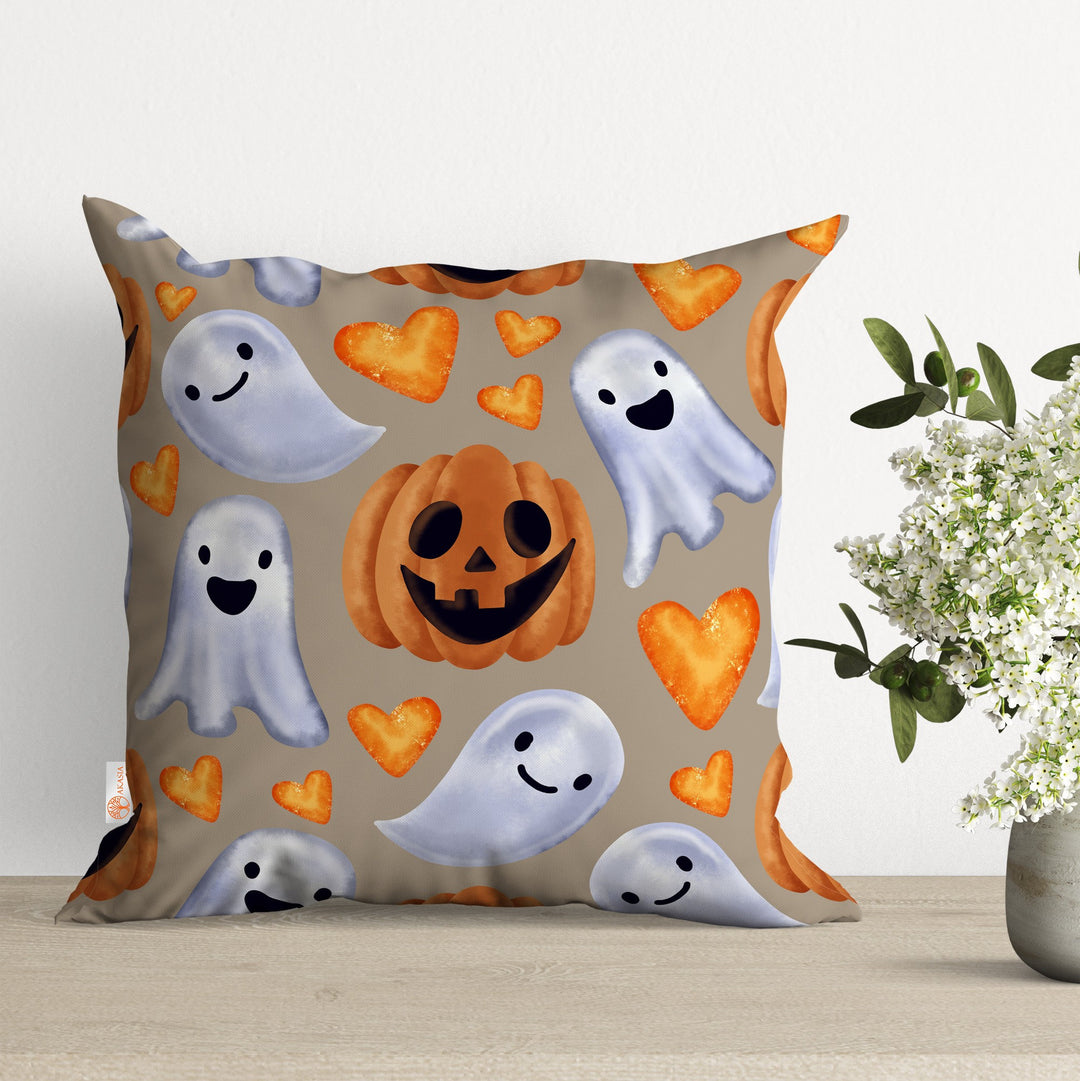 Halloween Pillow Case|Carved Pumpkin and Skull Pillow Cover|Ghost Pillowcase|Black Cat Cushion Case|Throw Pillowtop