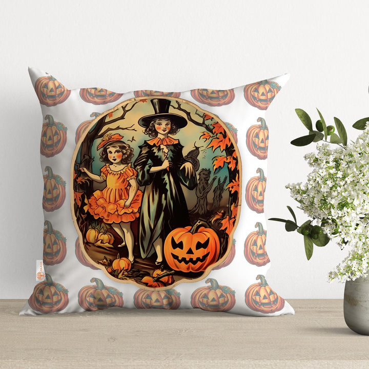 Halloween Pillow Cover|Carved Pumpkin Home Decor|Pretty Girl Pillow Case|Black Cat Pillowcase|Fall Cushion Case|Throw Pillowtop