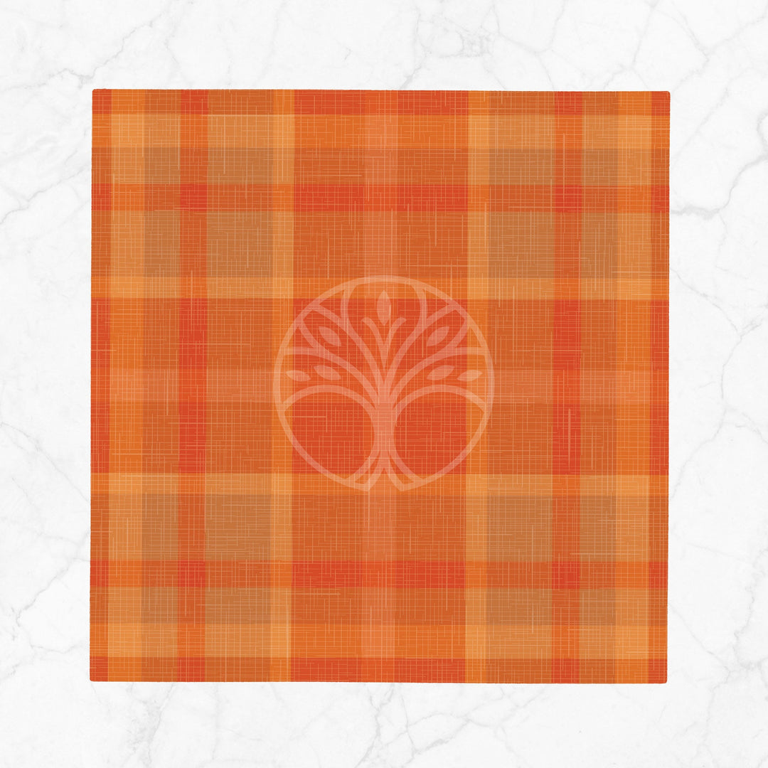 Plaid Fabric Napkin|Checkered Napkin|Geometric Cloth Serviette|Orange Kitchen Decor|Plaid Handkerchief|Farmhouse Table|Reusable Tableware