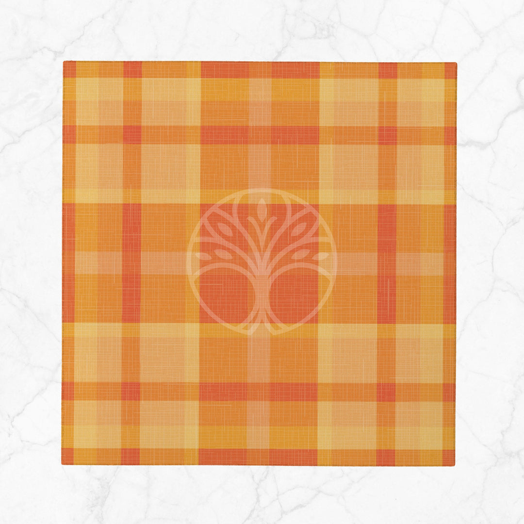 Plaid Fabric Napkin|Checkered Napkin|Geometric Cloth Serviette|Orange Kitchen Decor|Plaid Handkerchief|Farmhouse Table|Reusable Tableware