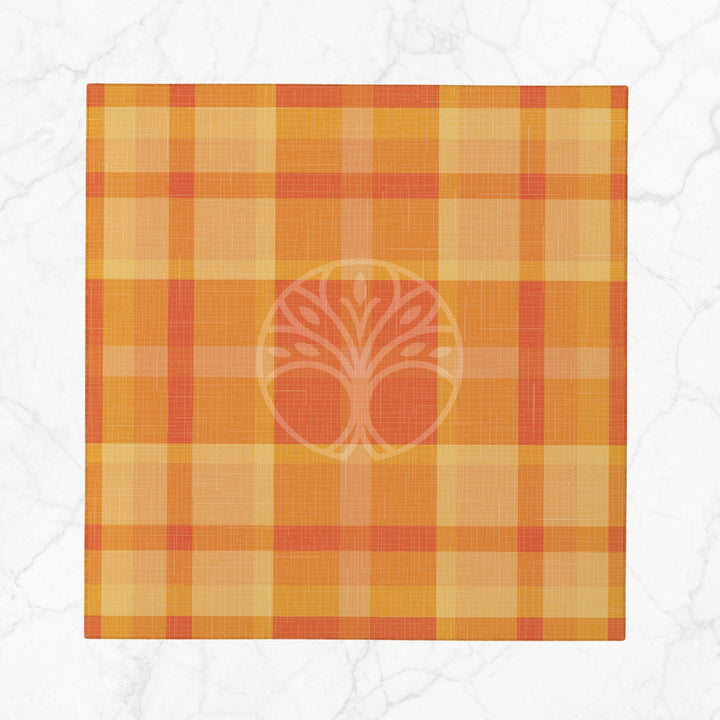 Plaid Fabric Napkin|Checkered Napkin|Geometric Cloth Serviette|Orange Kitchen Decor|Plaid Handkerchief|Farmhouse Table|Reusable Tableware