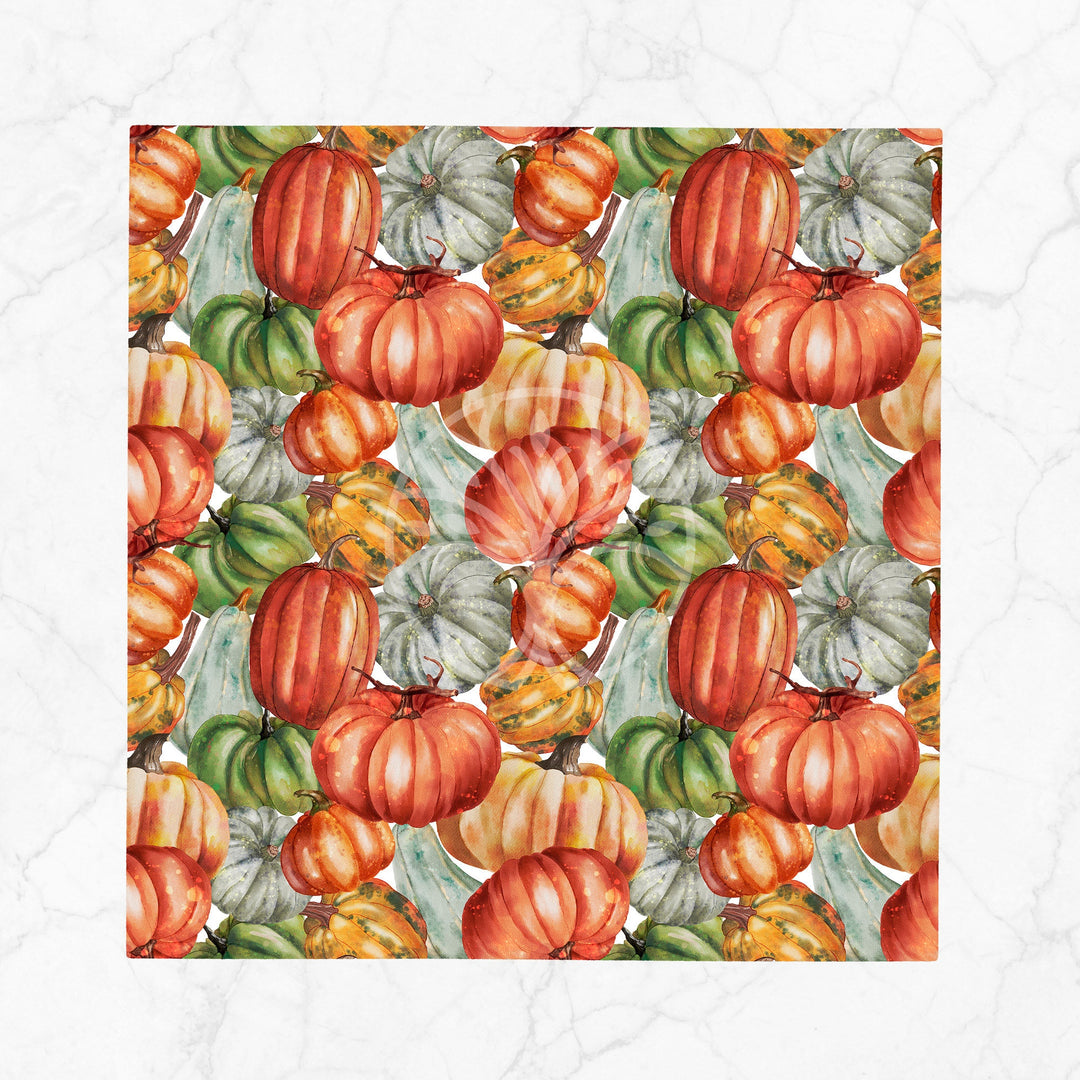 Fall Fabric Napkin|Pumpkin Print Napkin|Autumn Handkerchief|Sunflower Napkin|Farmhouse Autumn Tableware|Housewarming Napkin