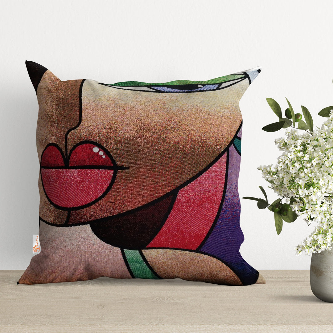 Woman Print Gobelin Pillow Cover