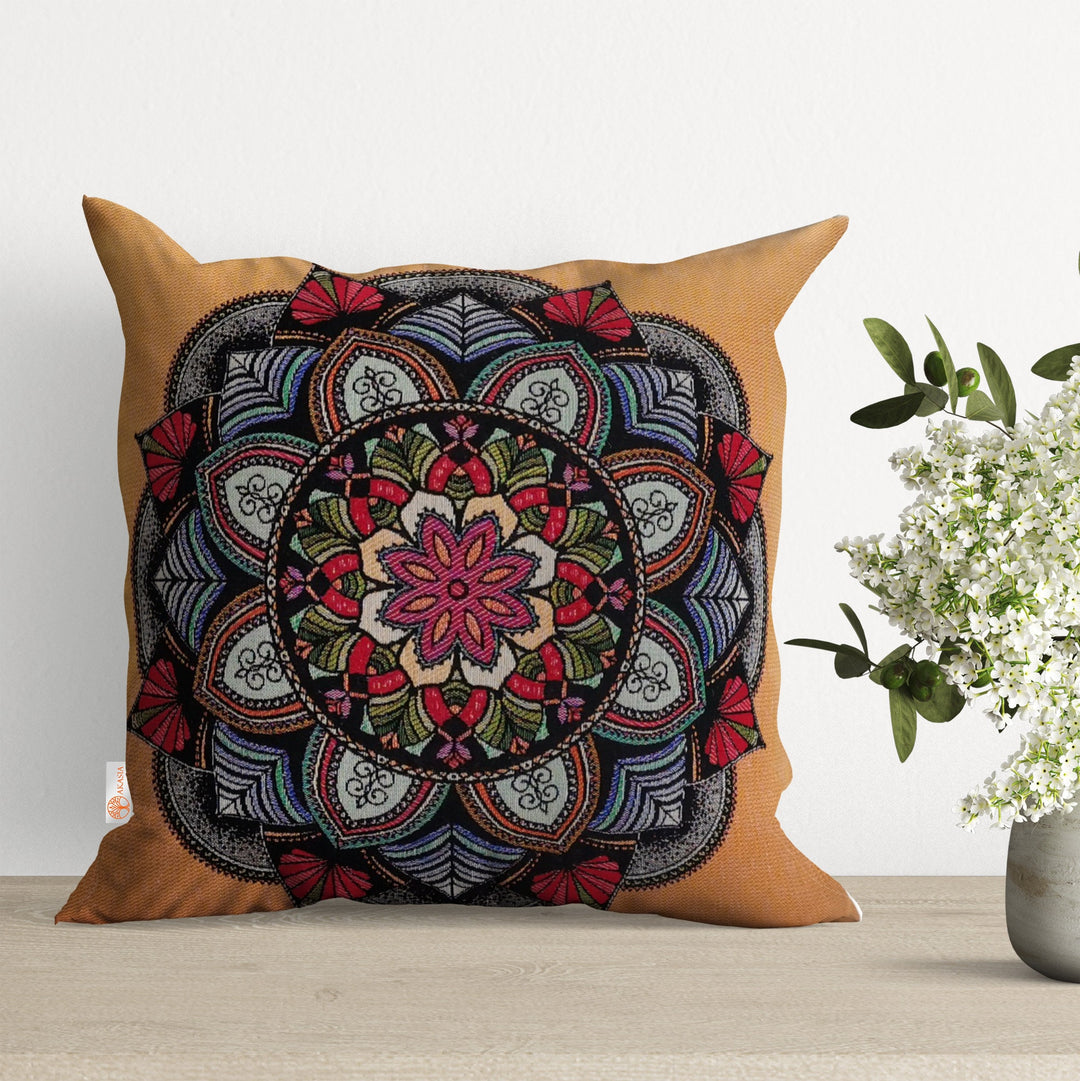 Tapestry Pillow Cover with Mandala Design