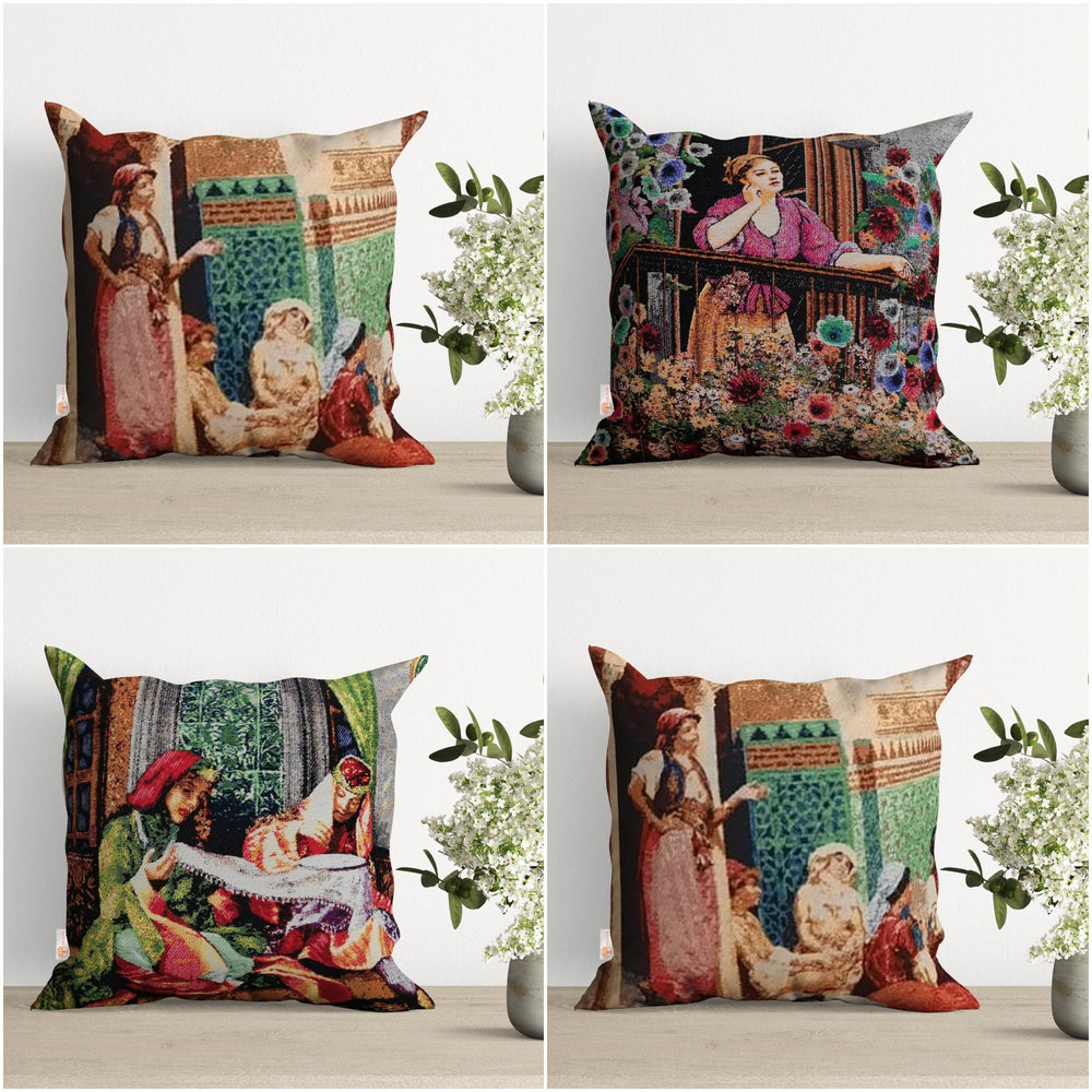 Ottoman Women Gobelin Tapestry Pillow Case