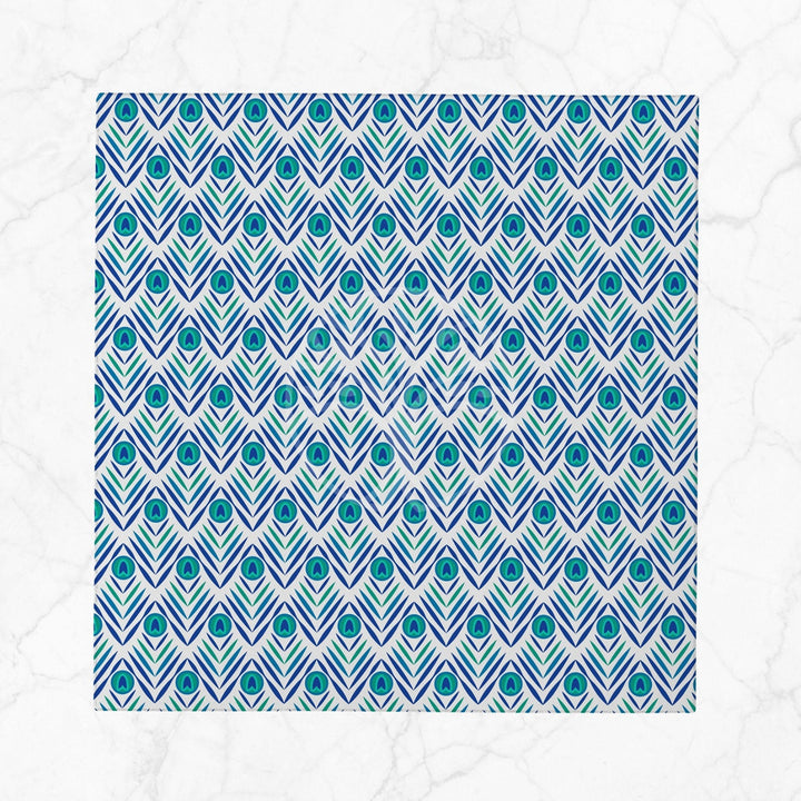 Boho Abstract Napkin|Geometric Napkin|Turquoise Cloth Serviette|Rustic Handkerchief|Farmhouse Table|Reusable Tableware|Stylish Napkin