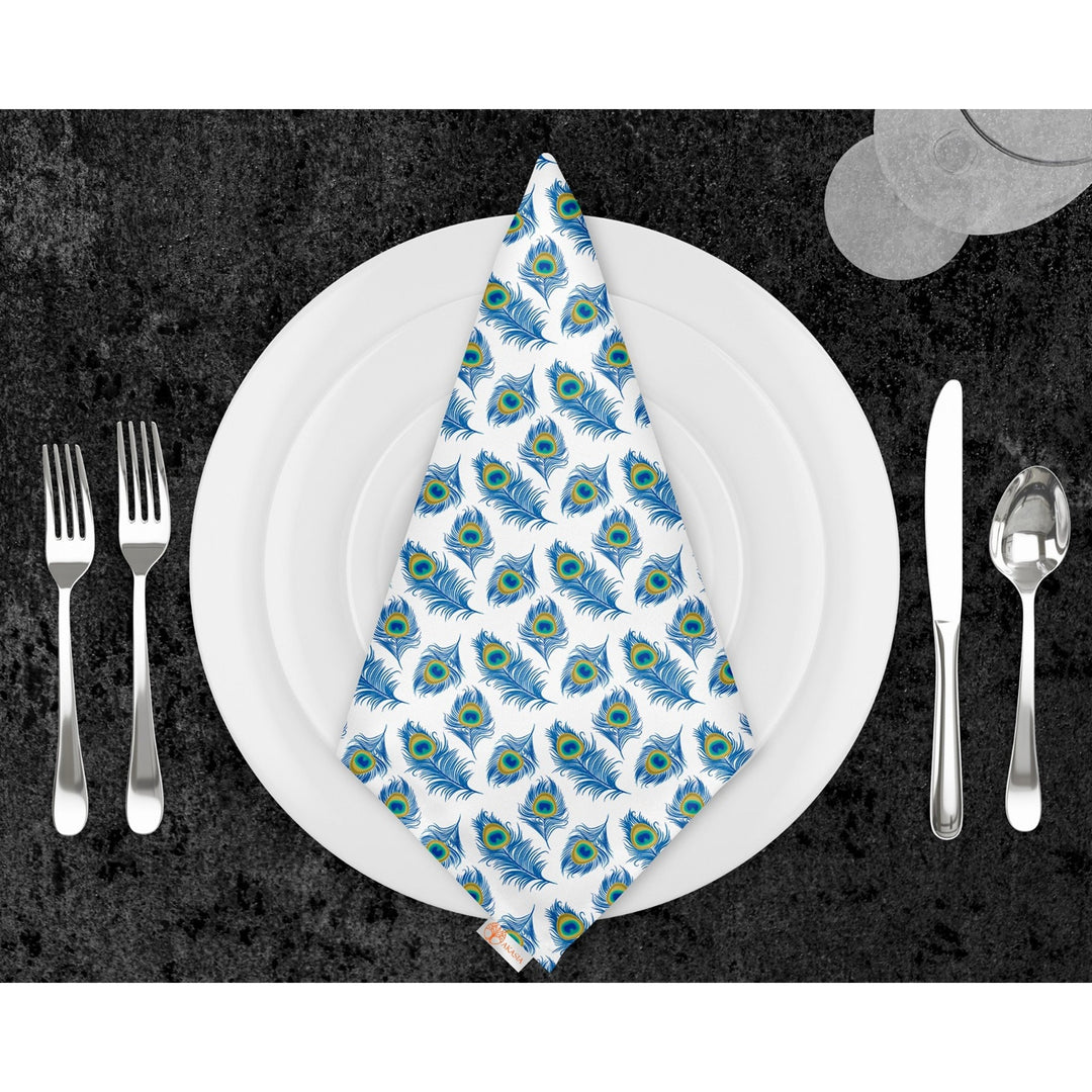 Peacock Feather Fabric Napkin|Cloth Serviette|Peacock Handkerchief|Farmhouse Table|Reusable Tableware|Housewarming Napkin|Boho Napkin