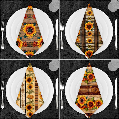 Sunflower Napkin|Farmhouse Autumn Tableware|Fabric Fall Handkerchief|Sunflower Cloth Serviette|Housewarming Napkin|Floral Napkin