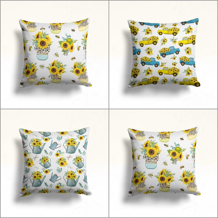 Sunflower Pillow Case|Floral Cushion Cover|Summer Home Decor|Sunflower Cushion Case|Decorative Throw Pillowtop|Boho Bedding Decor