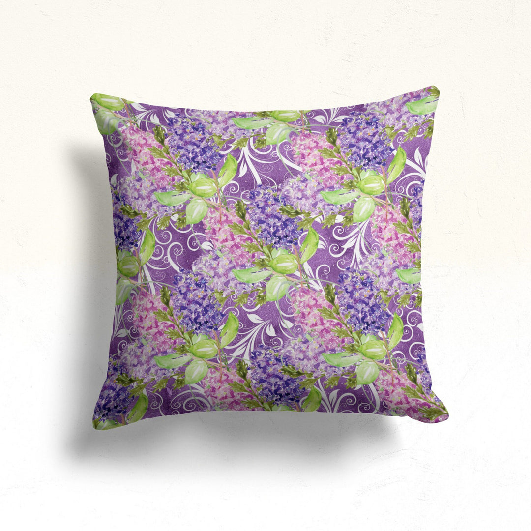 Purple Floral Pillow Case|Summer Home Decor|Floral Cushion Cover|Sofa Cushion Case|Decorative Throw Pillowtop|Boho Bedding Decor