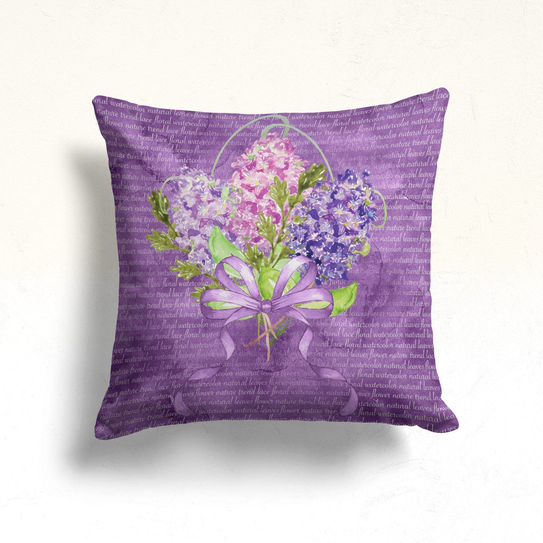 Purple Floral Pillow Case|Summer Home Decor|Floral Cushion Cover|Sofa Cushion Case|Decorative Throw Pillowtop|Boho Bedding Decor