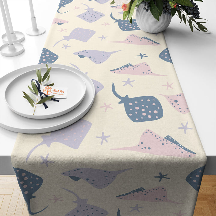 Beach House Runner|Octopus Decor|Decorative Table Top|Shark Table Top|Dolphin Home Decor|Octopus Tablecloth|Coastal Runner