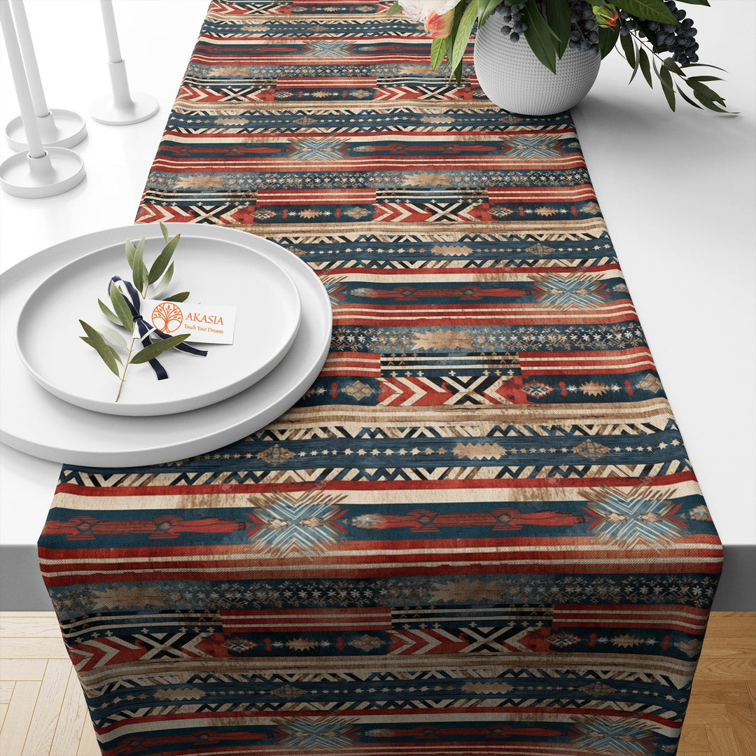 16x50 Rug Design Table Runner|Terracotta Table Top|Aztec Home Decor|Farmhouse Kitchen Tablecloth|Decorative Authentic Runner