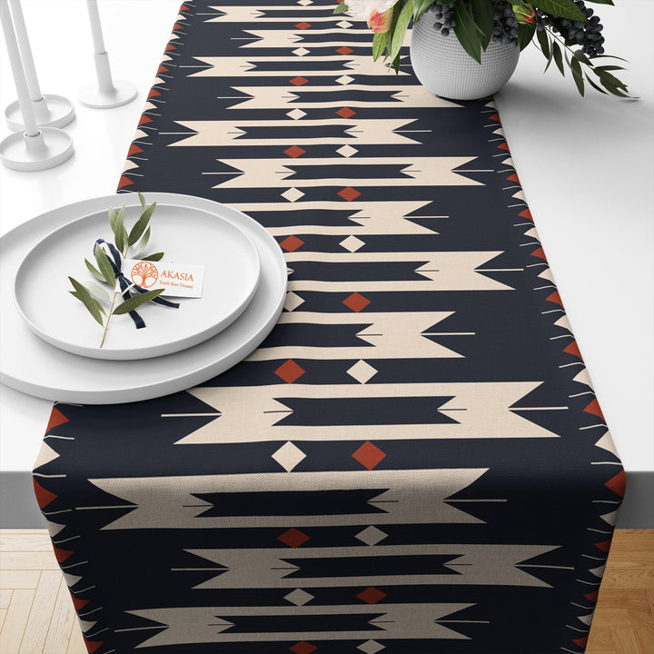 17x70 Rug Design Table Runner|Southwestern Decor|Terracotta Table Top|Aztec Decor|Farmhouse Kitchen Tablecloth|Decorative Authentic Runner