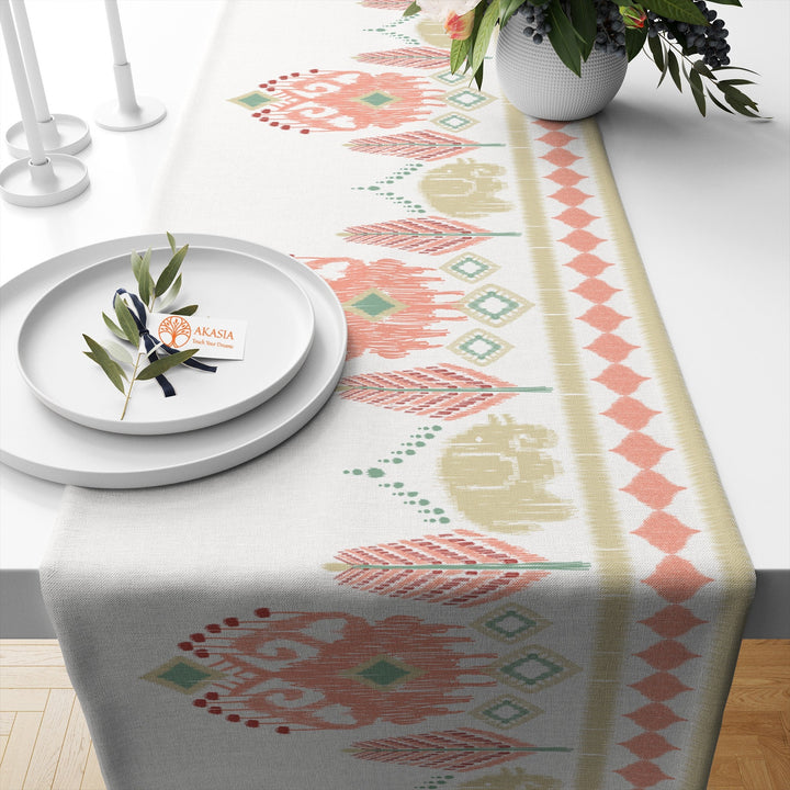 54x96 IKAT Table Runner|Authentic Table Top|Abstract Tablecloth|Ethnic Motif Decor|Farmhouse Kitchen Tablecloth|Decorative Runner