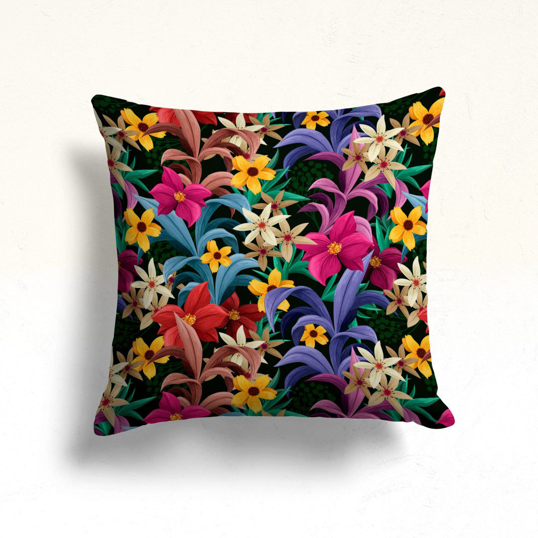 Tropical Floral Pillow Cover|Decorative Pillow Sham|Summer Porch Decor|Sofa Pillowcase|Housewarming Cushion Case|Throw Pillowcase