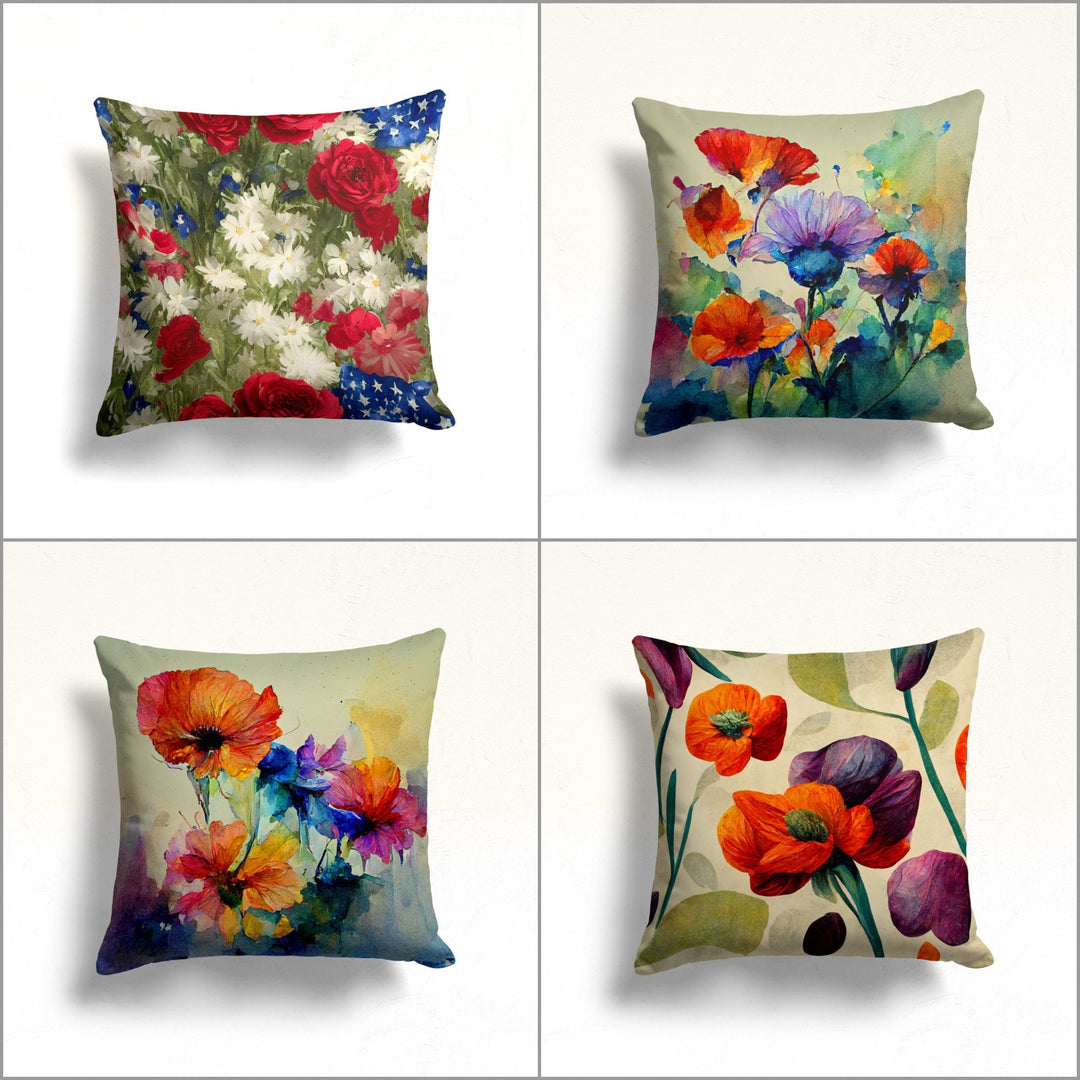 Colorful Floral Pillow Cover|Decorative Pillow Sham|Summer Trend Cushion Case|Boho Bedding Decor|Housewarming Cushion Cover|Throw Pillowtop