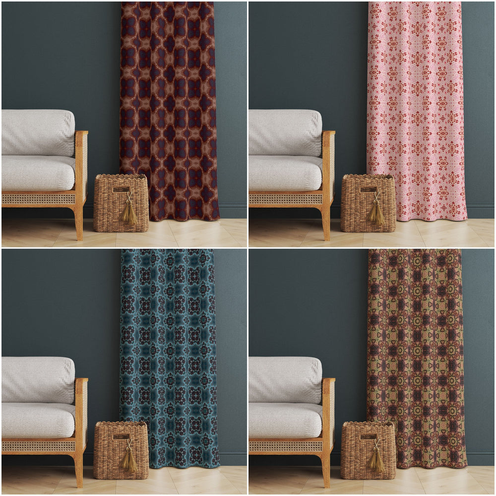 Ethnic Print Curtain|Decorative Authentic Living Room Curtain|Thermal Insulated Window Treatment|Geometric Housewarming Rustic Home Decor