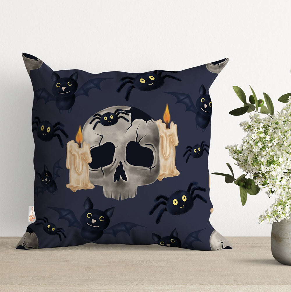 Halloween Pillow Case|Carved Pumpkin and Skull Pillow Cover|Ghost Pillowcase|Black Cat Cushion Case|Throw Pillowtop